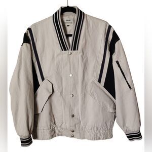 Stylish Varsity Grey & Navy Jacket Sz Large